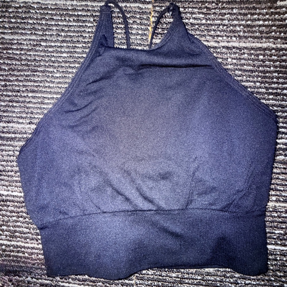NVGTN Sports Bra Women S Black High Neck Strappy Back Seamless Active